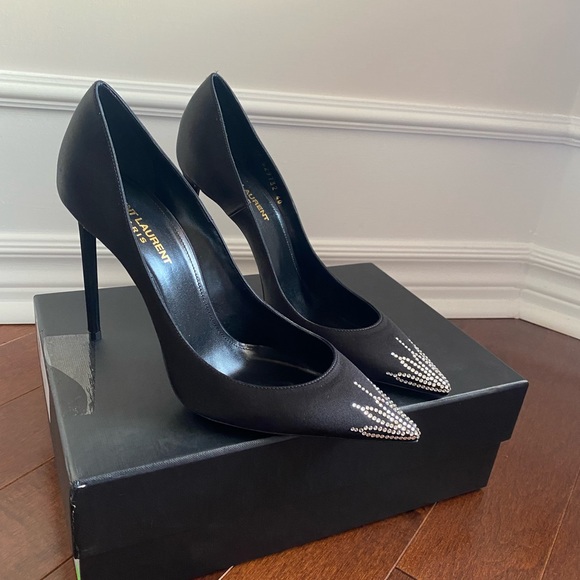 *SOLD* Gorgeous never worn Saint Laurent Black Heels with Crystal Toe. - Picture 2 of 13